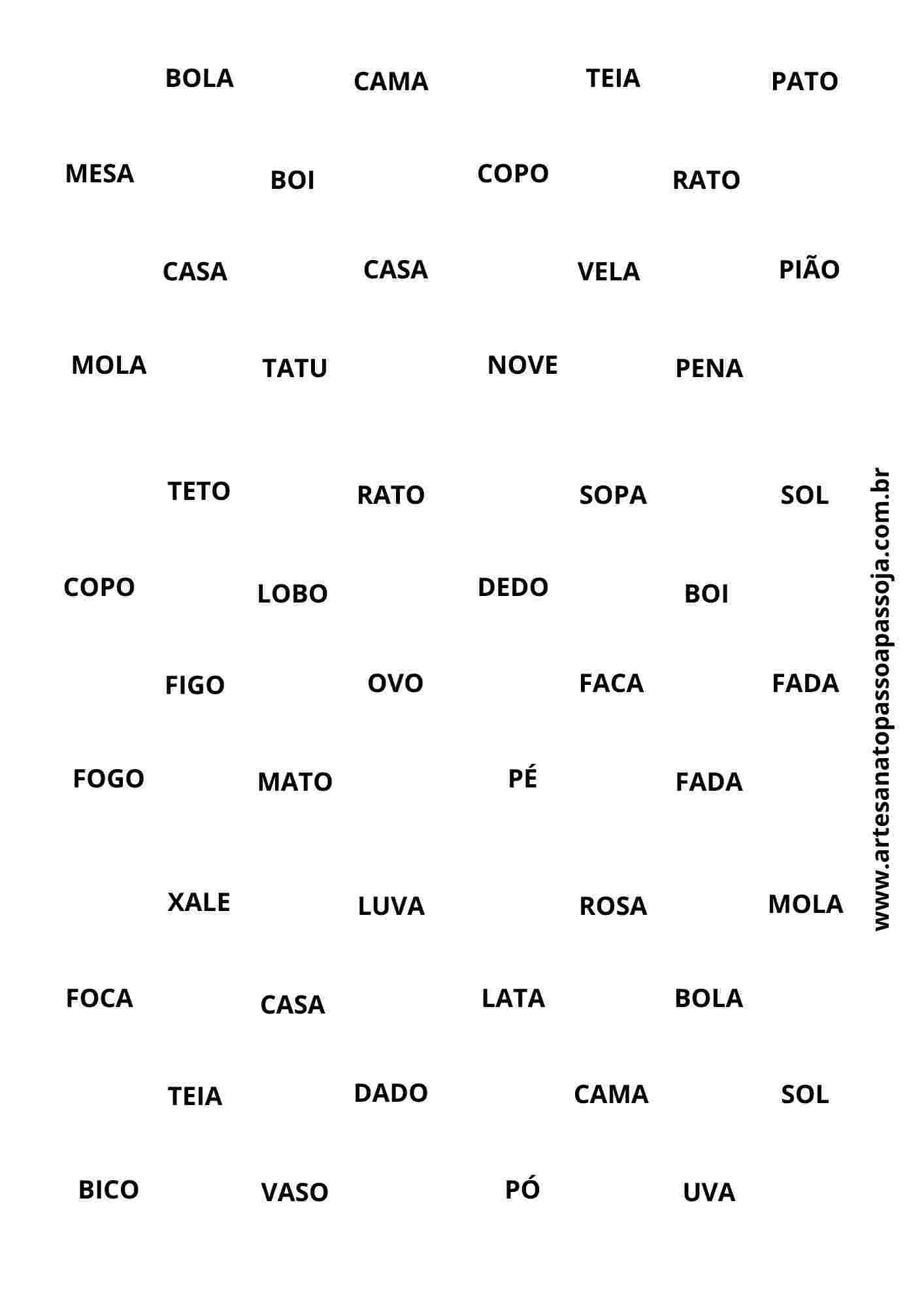 resposta do bingo de palavras