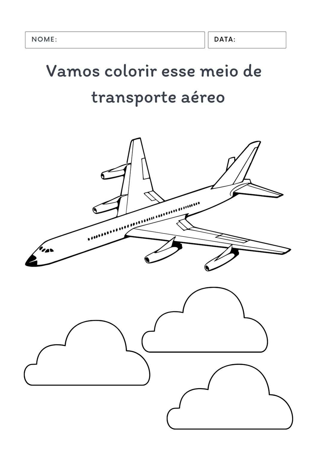 Meios de transporte da educação infantil aéreo