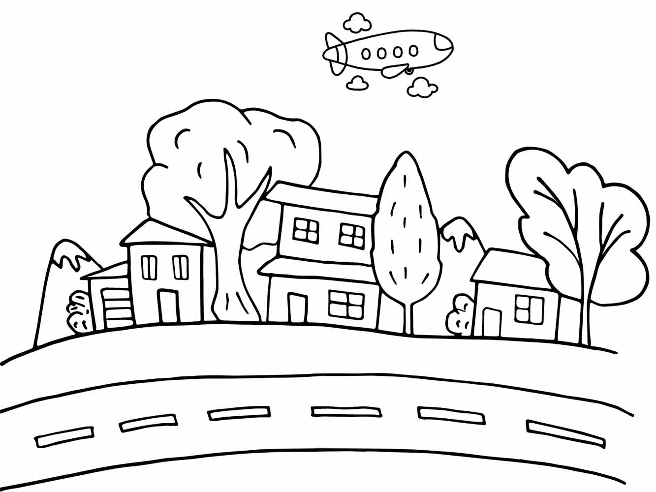 desenho de rua com casas 
