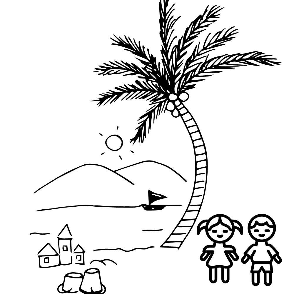 Desenho de férias na praia