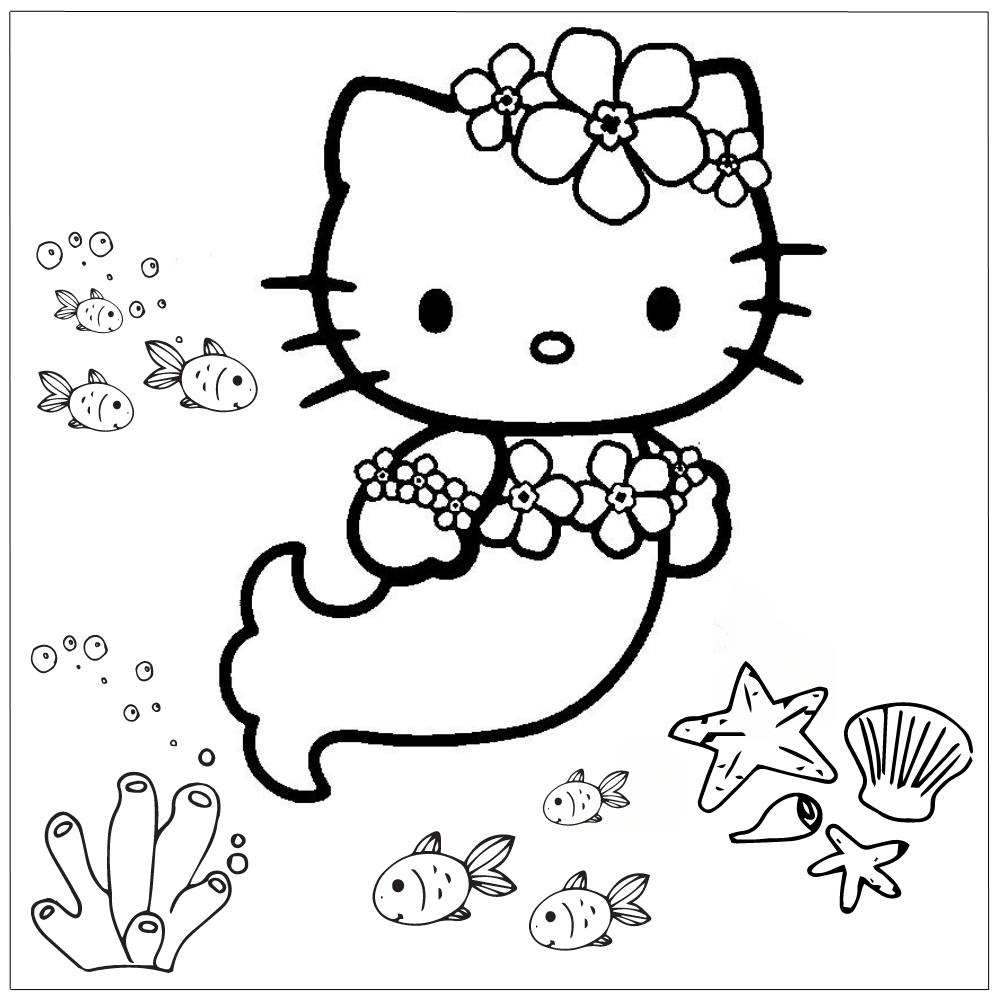 Desenho Para Colorir Infantil - Kawaii, Hello Kitty, Fadas, Sereias