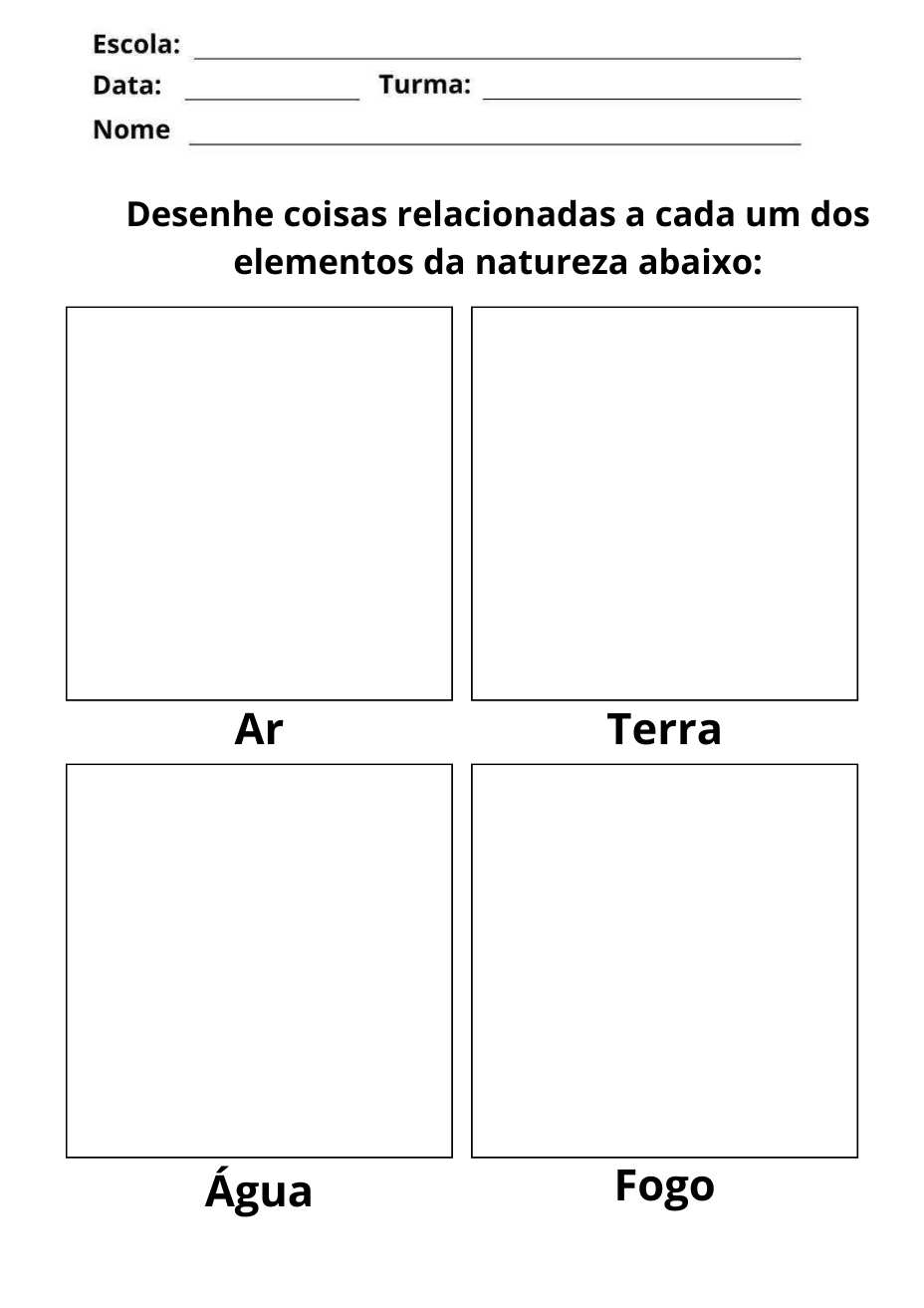 atividade de desenhar elementos da natureza