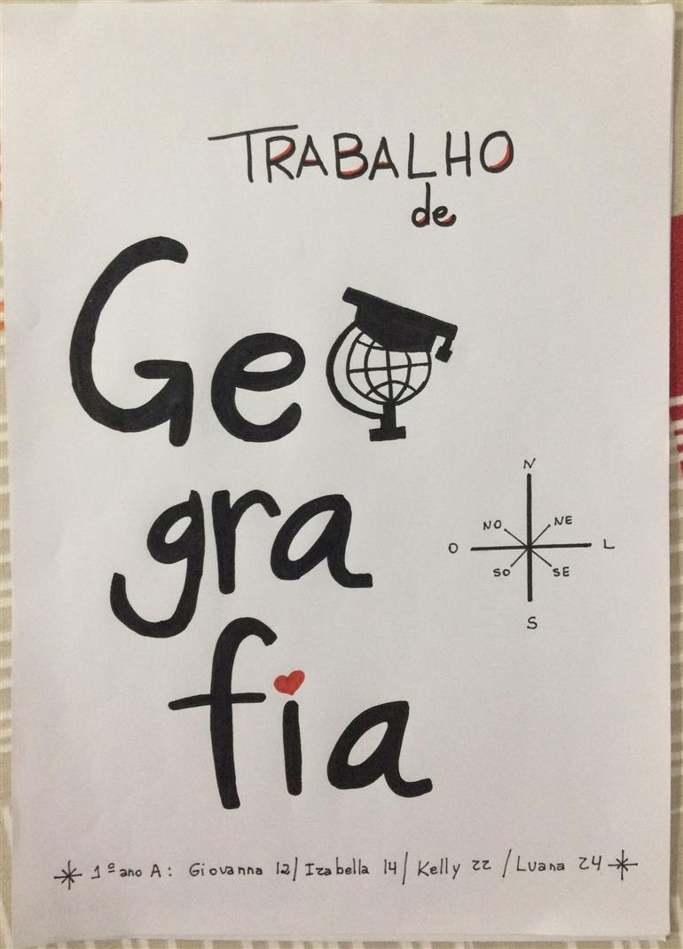 capa de trabalho de geografia feito à mão