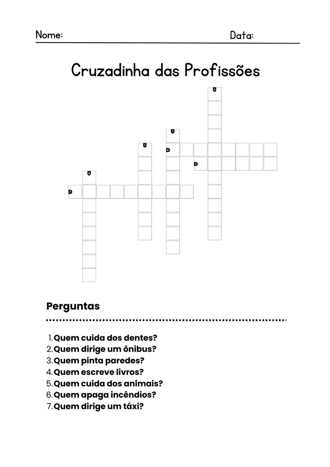 cruzadinha das profissões para imprimir