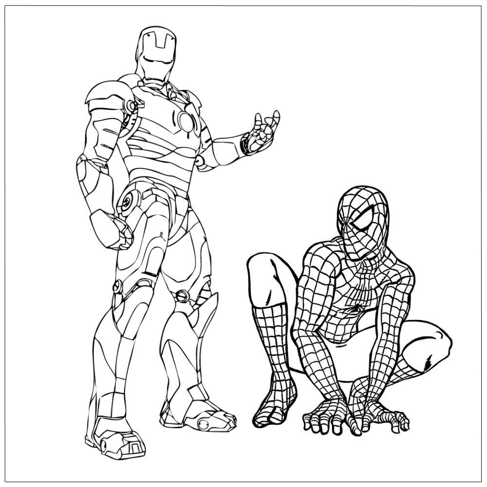 Homem de Ferro para colorir com homem aranha