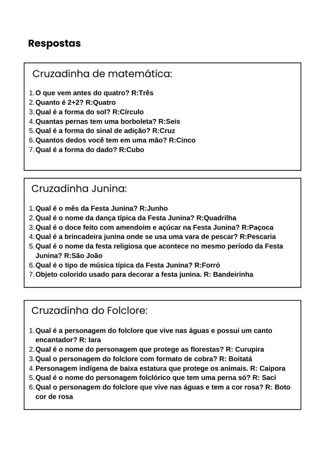 respostas de cruzadinhas para imprimir