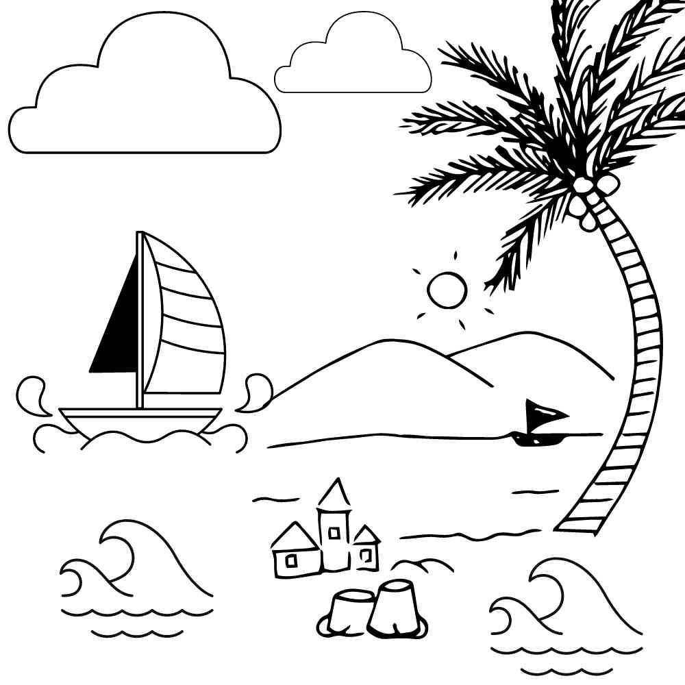 desenho de viagem na praia