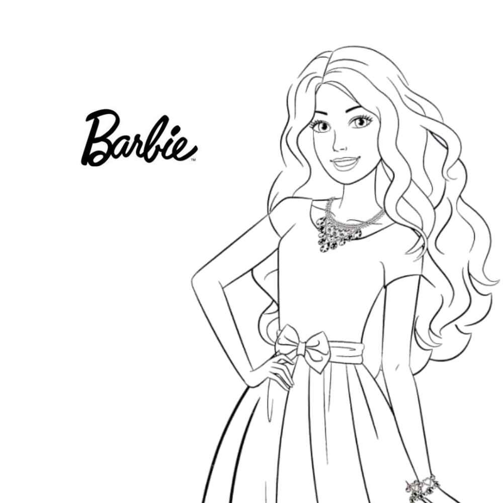 Desenho de Barbie com amiga para colorir