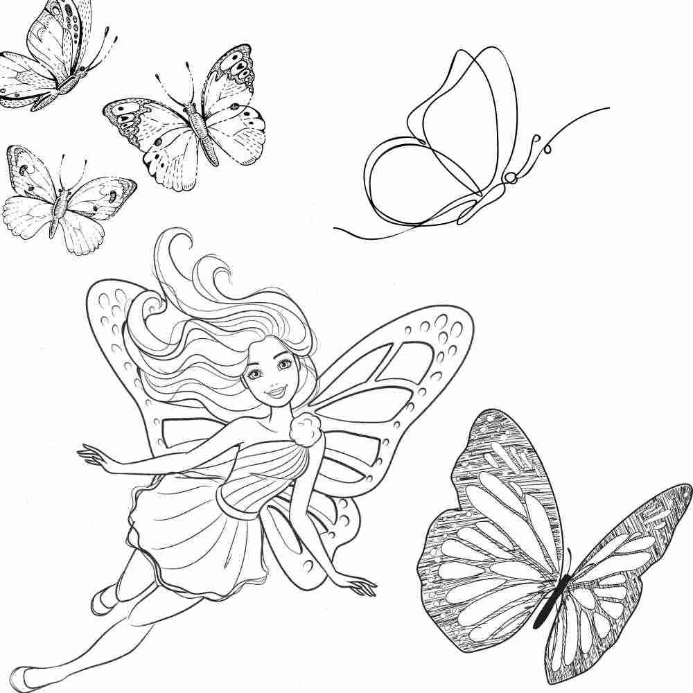 Desenhos para colorir de borboletas da Barbie - desenhos para