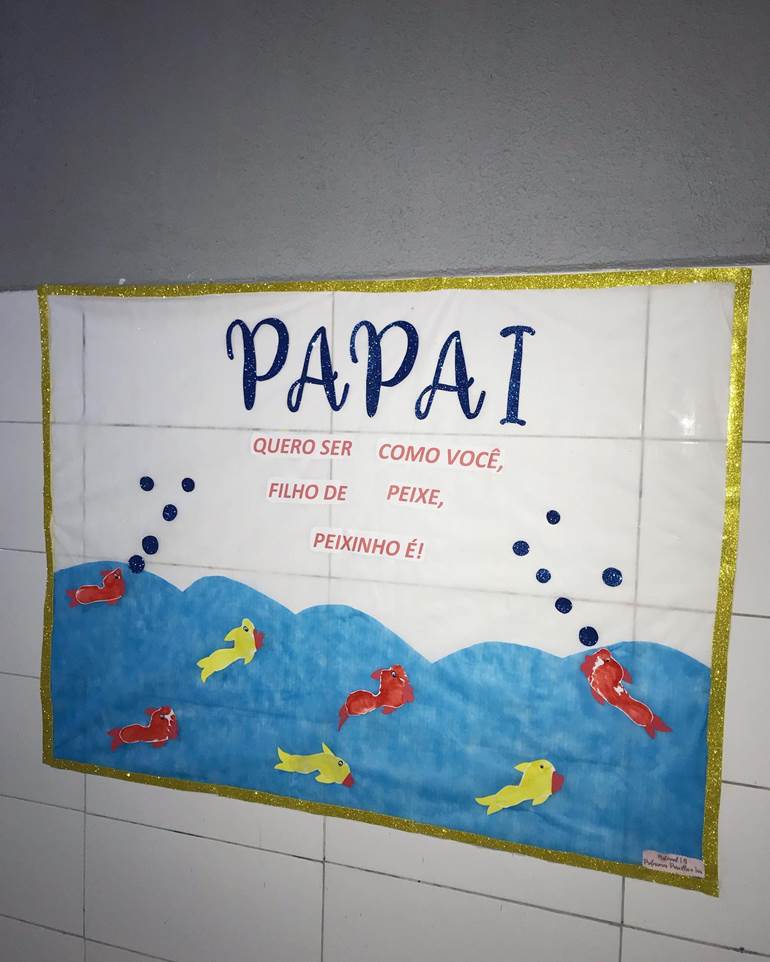 Mural dia dos pais com mar e peixes
