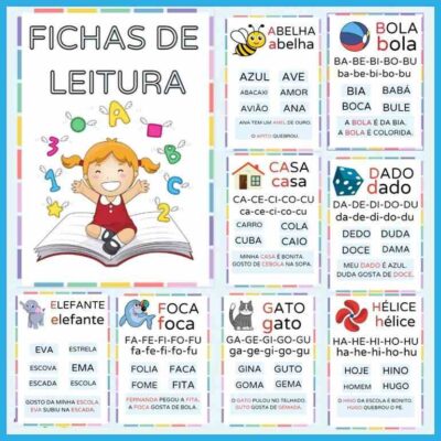 Fichas de leitura para imprimir em PDF para alfabetização - Artesanato ...