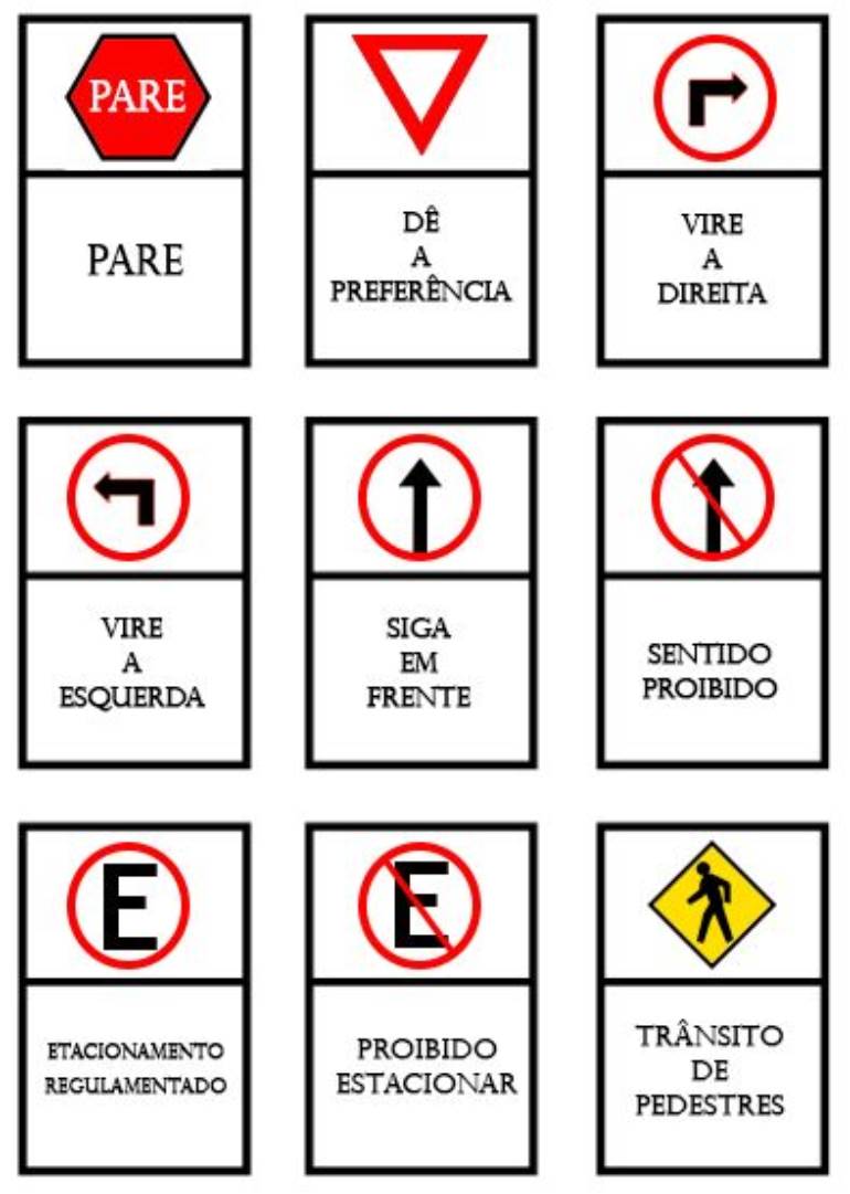 Placas de trânsito para imprimir com legendas