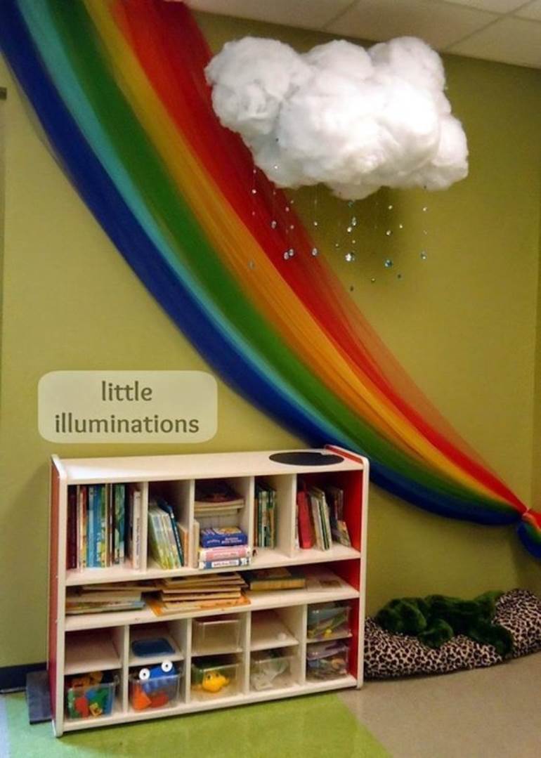 decoração de sala de aula arco iris