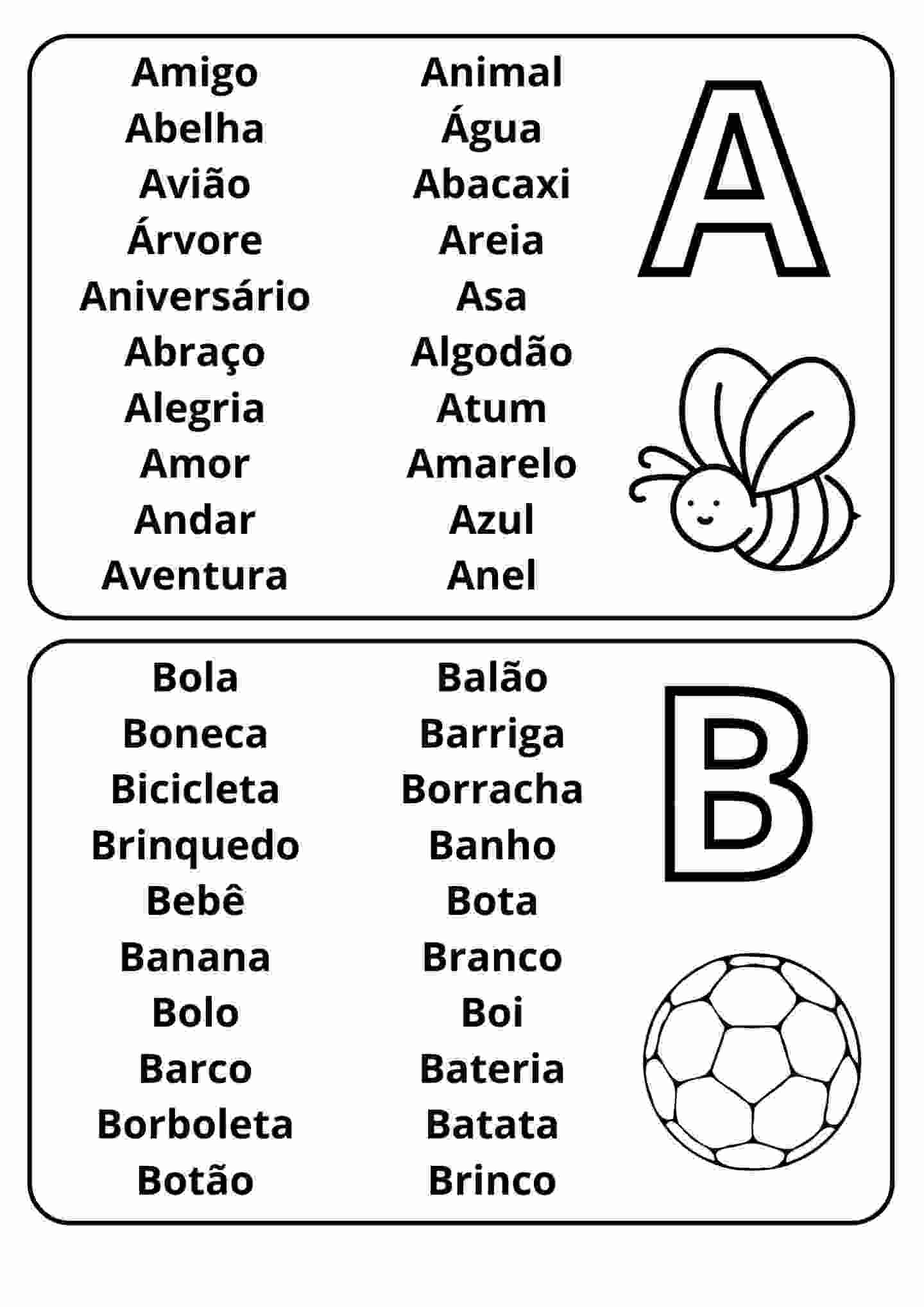 ficha de leitura letra a