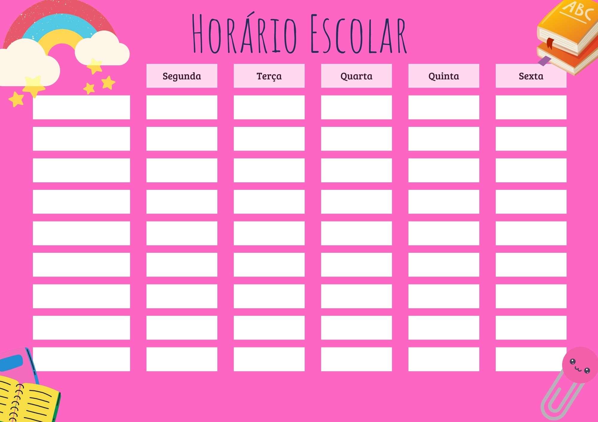 horario escolar tamanho grande