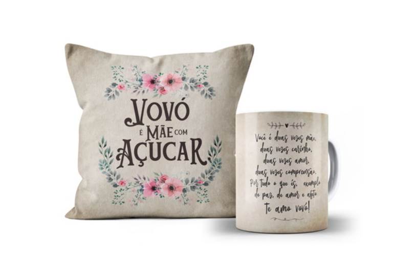 almofada e caneca para vovó