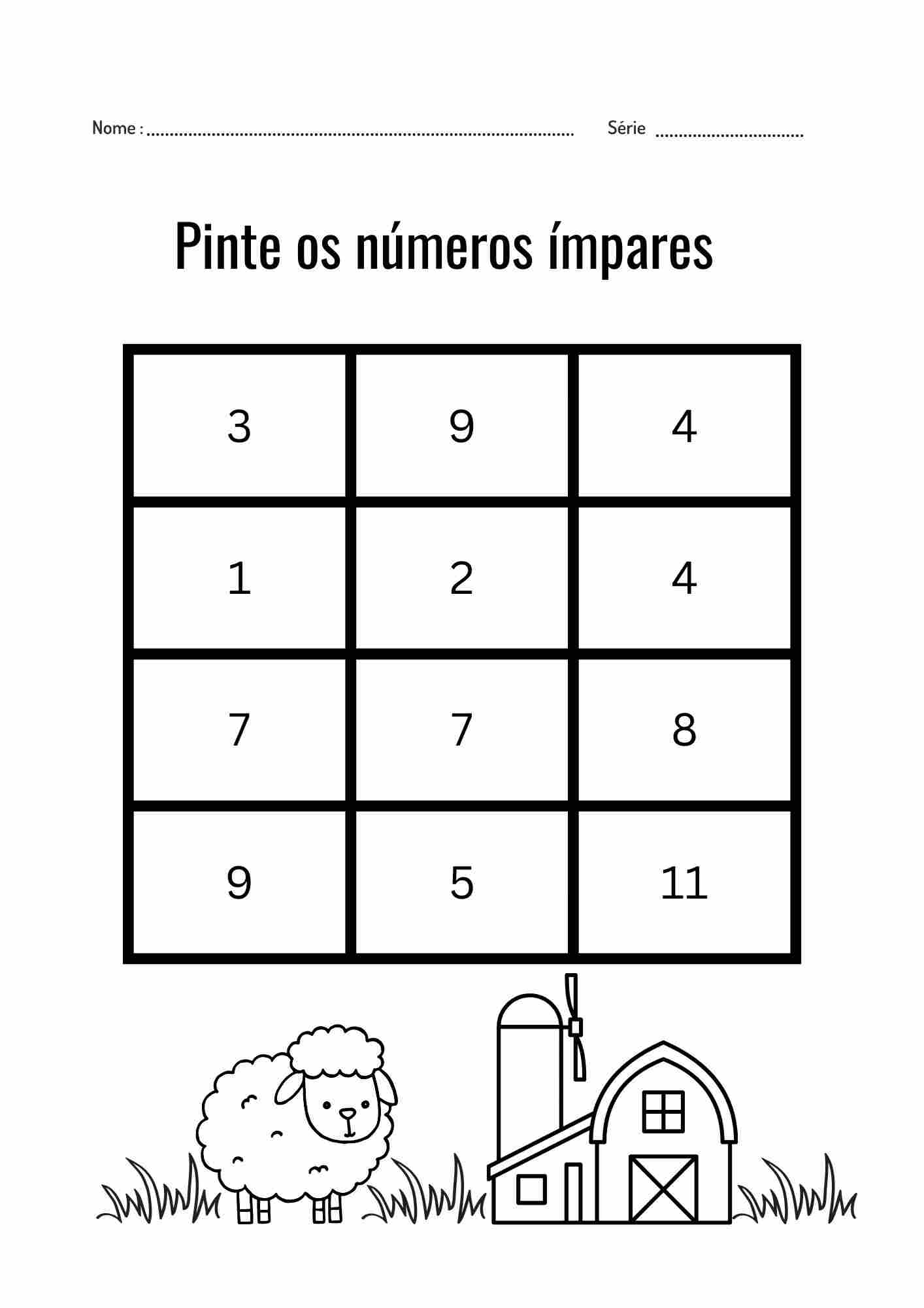 atividades com numeros impares