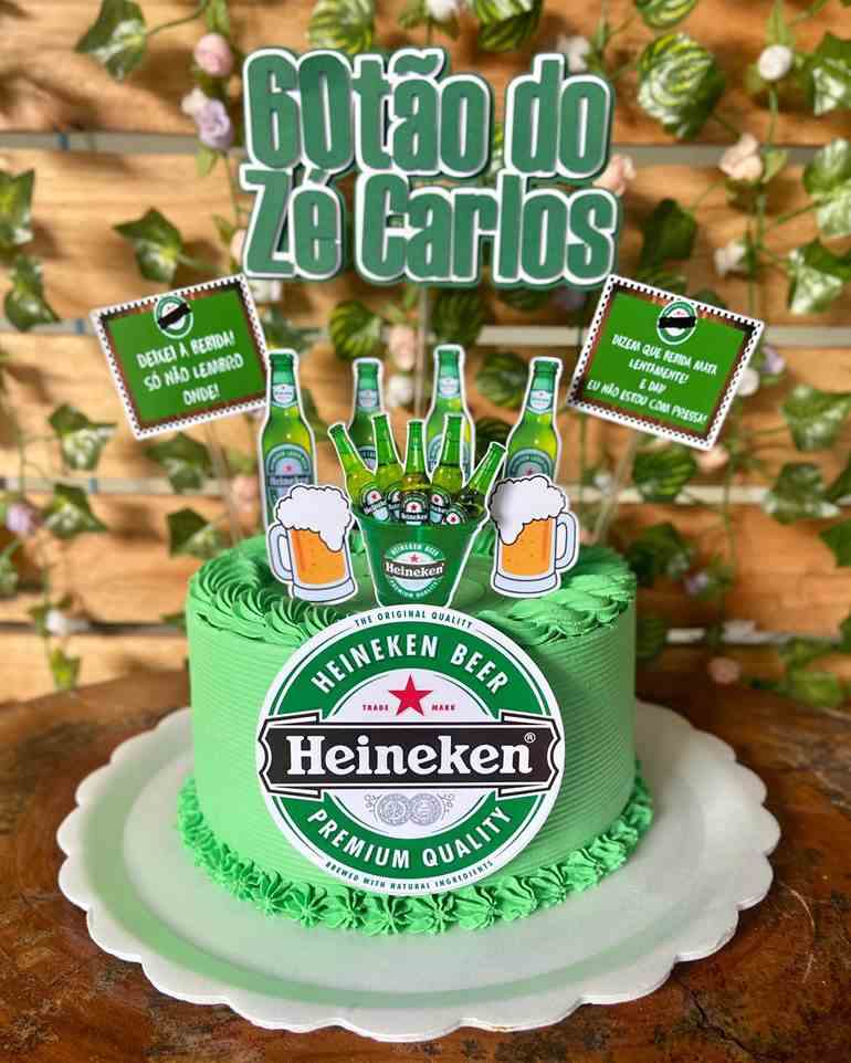 Topo de bolo heineken