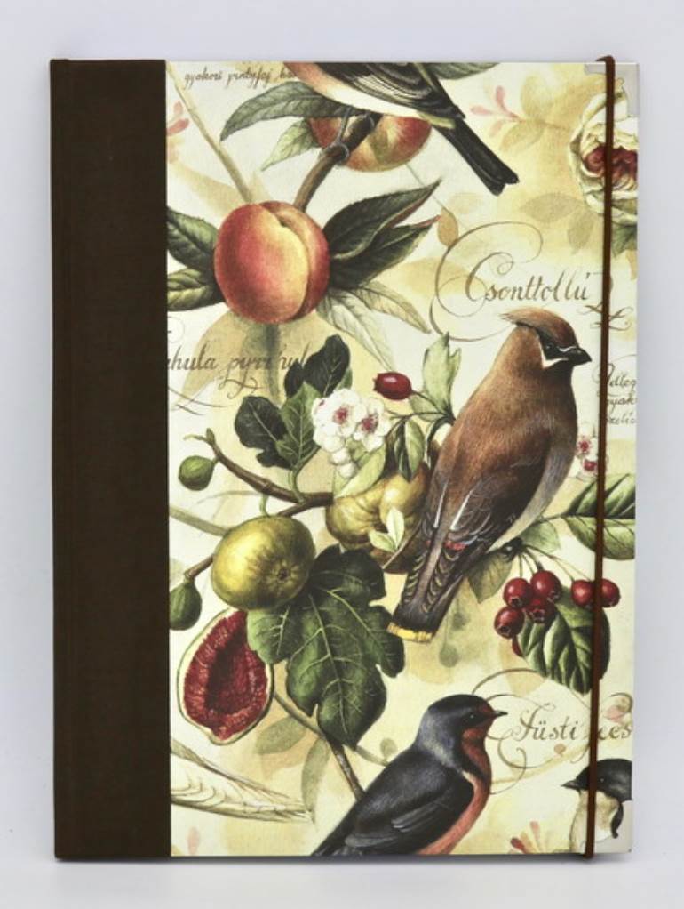 capa de caderno com pássaro