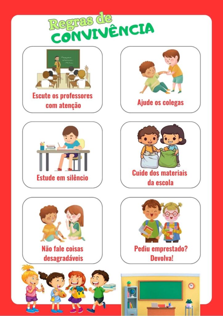 Regras de convivência na escola: modelo para imprimir em PDF ...