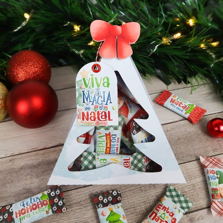 Caixa com balas personalizadas natal