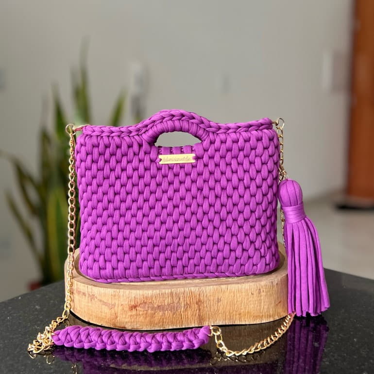 bolsa de croche violeta