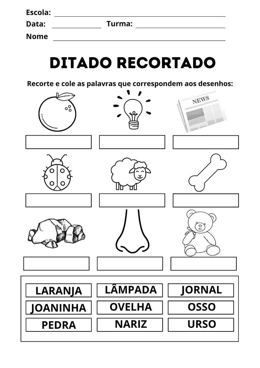DITADO RECORTADO DE PALAVRAS COMPLEXAS