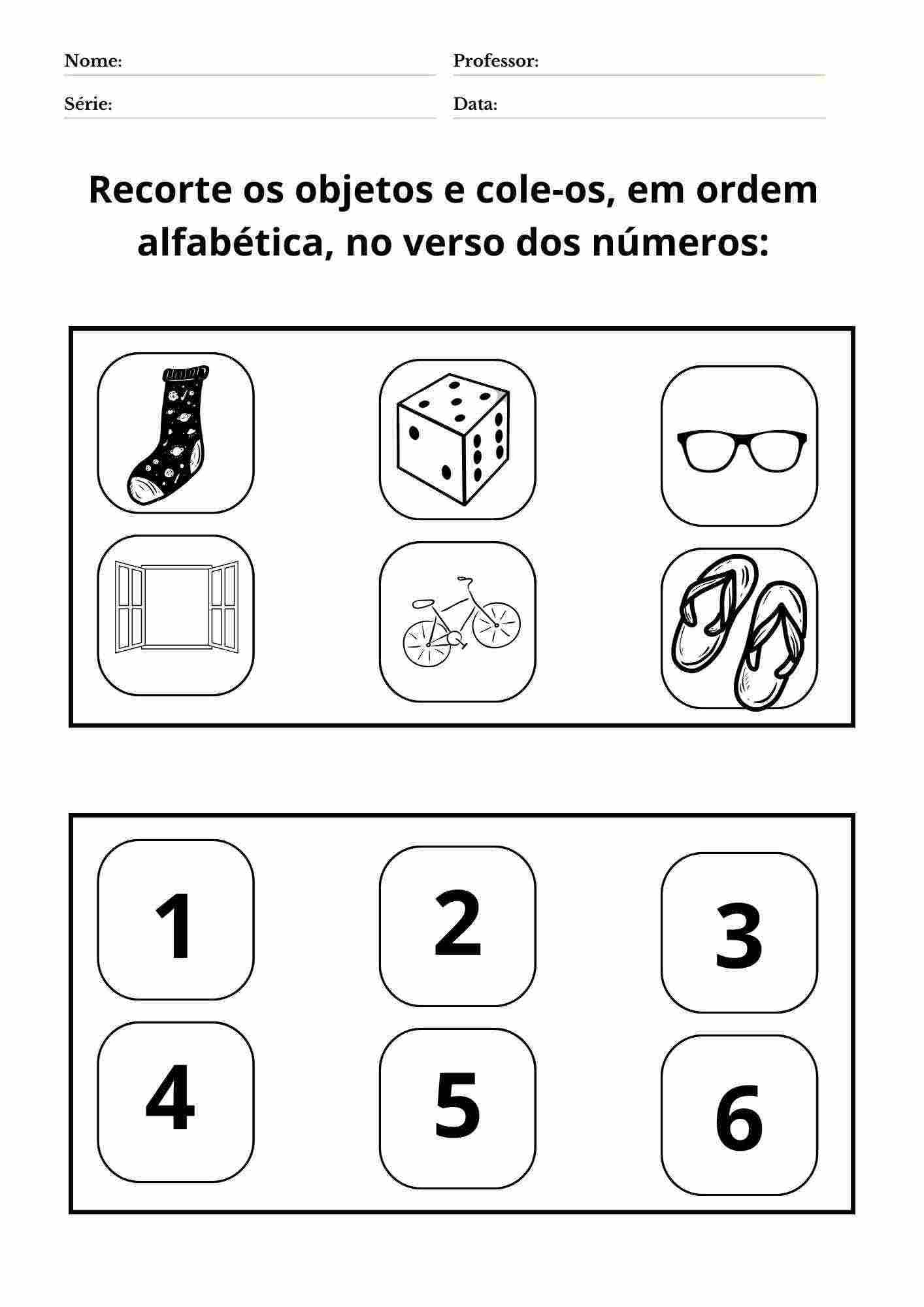 atividade de ordem alfabetica 3 ano