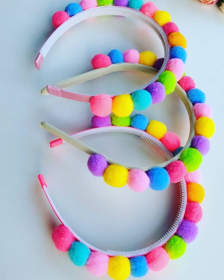 tiara de pompom para bebe