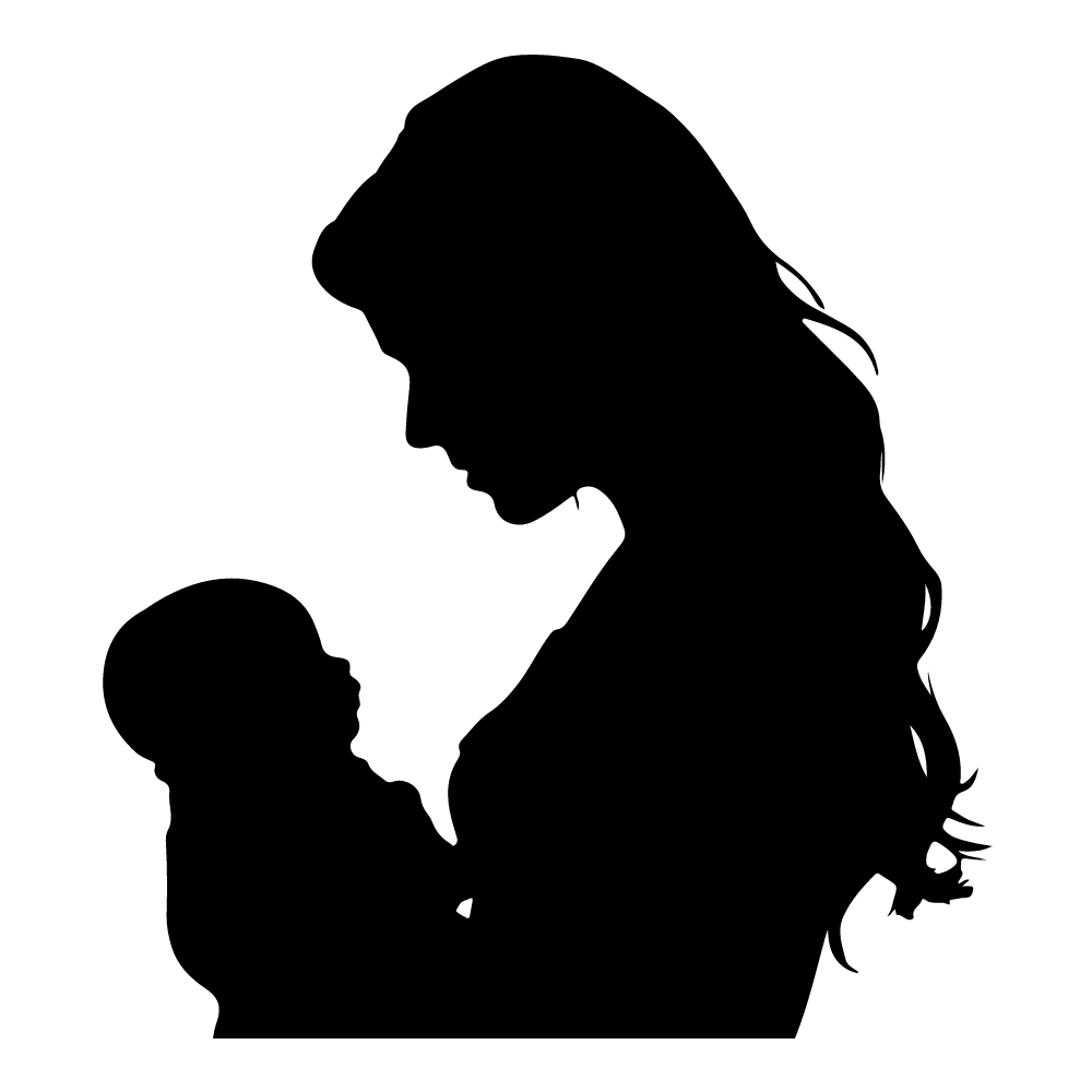 Molde de silhueta de mulher com bebe