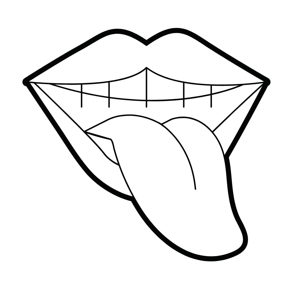 boca com lingua para fora