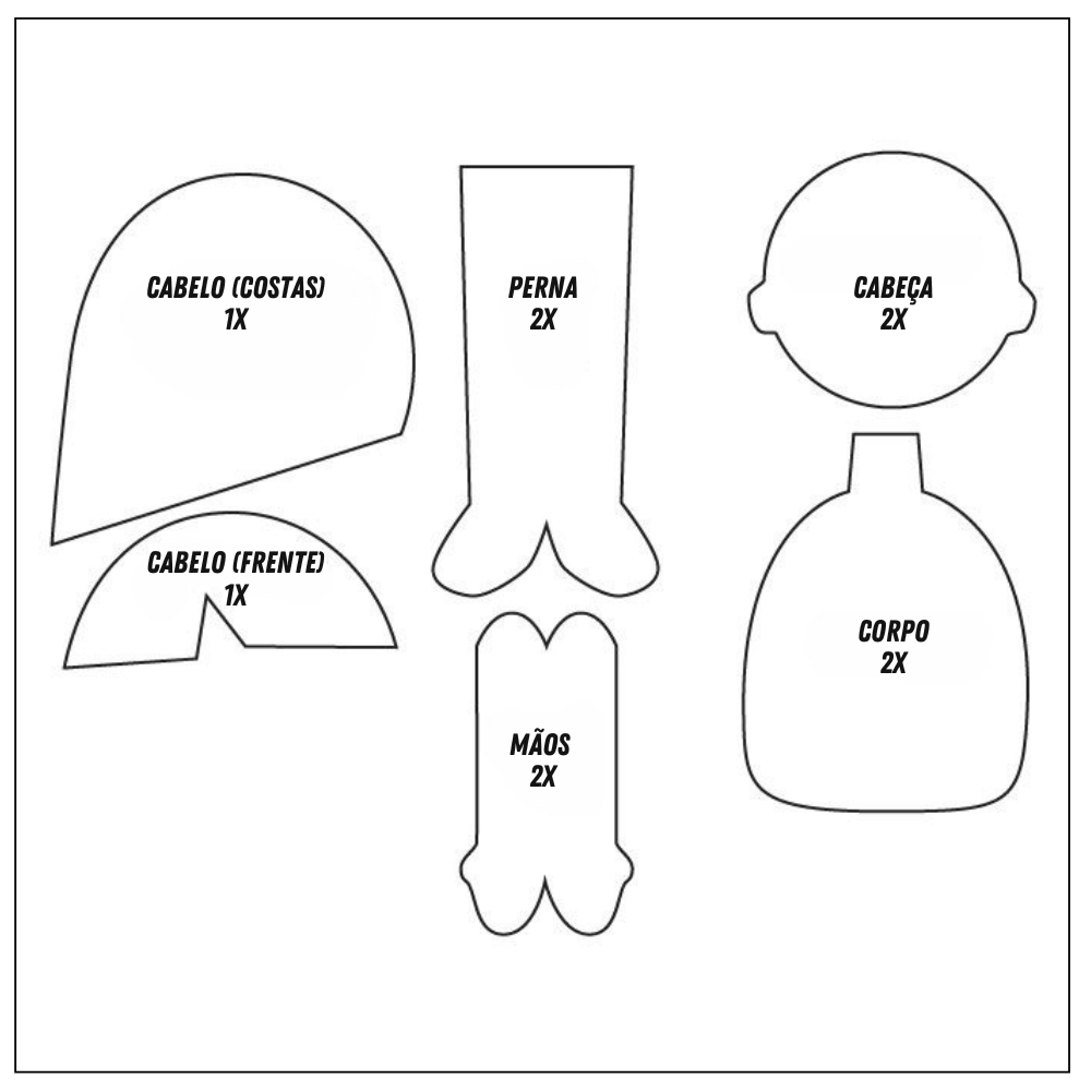 Molde de boneco de EVA masculino para imprimir  