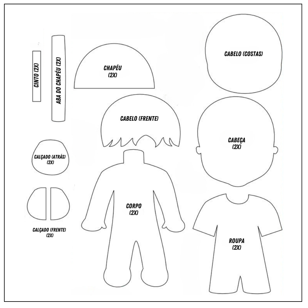 Molde boneco de EVA masculino 