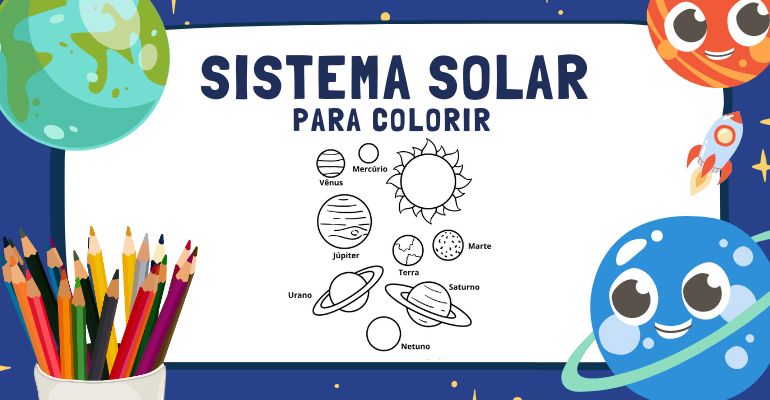 sistema solar para pintar e imprimir