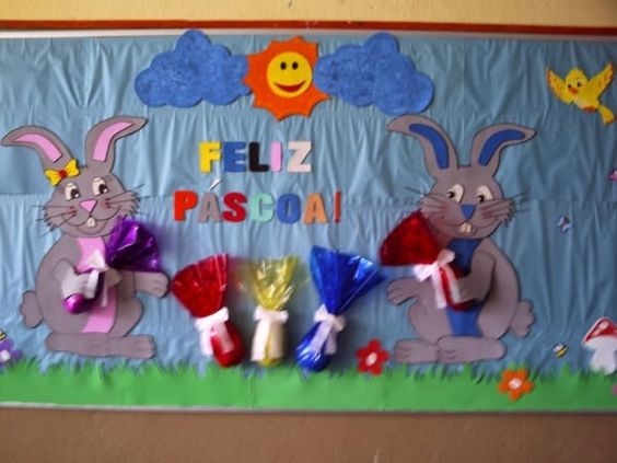 mural de pascoa escola