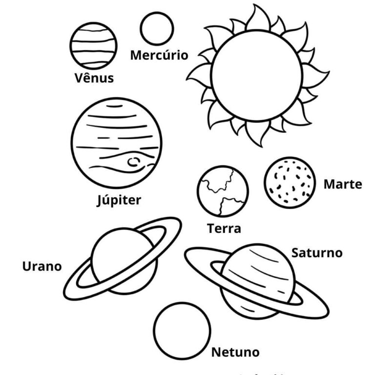 Sistema Solar para colorir, imprimir e recortar - Artesanato Passo a Passo!