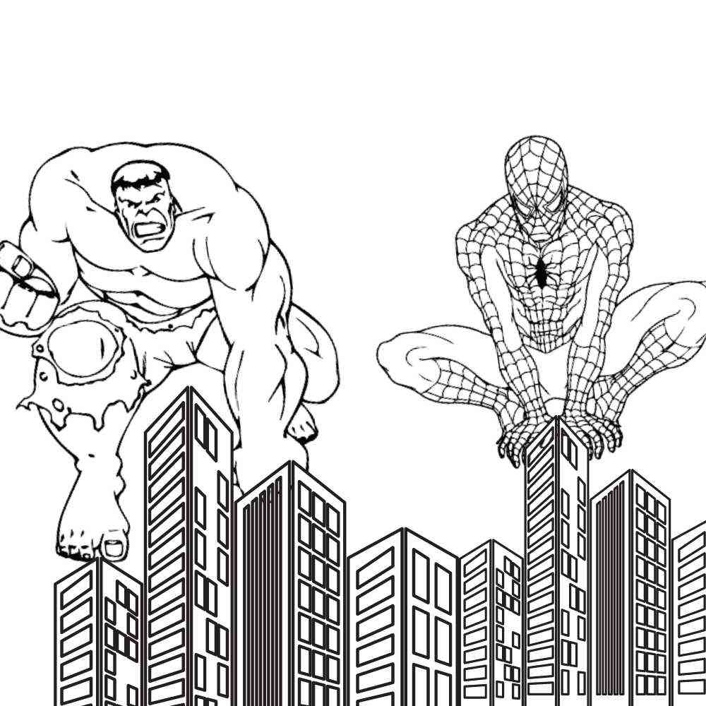homem aranha e hulk para colorir