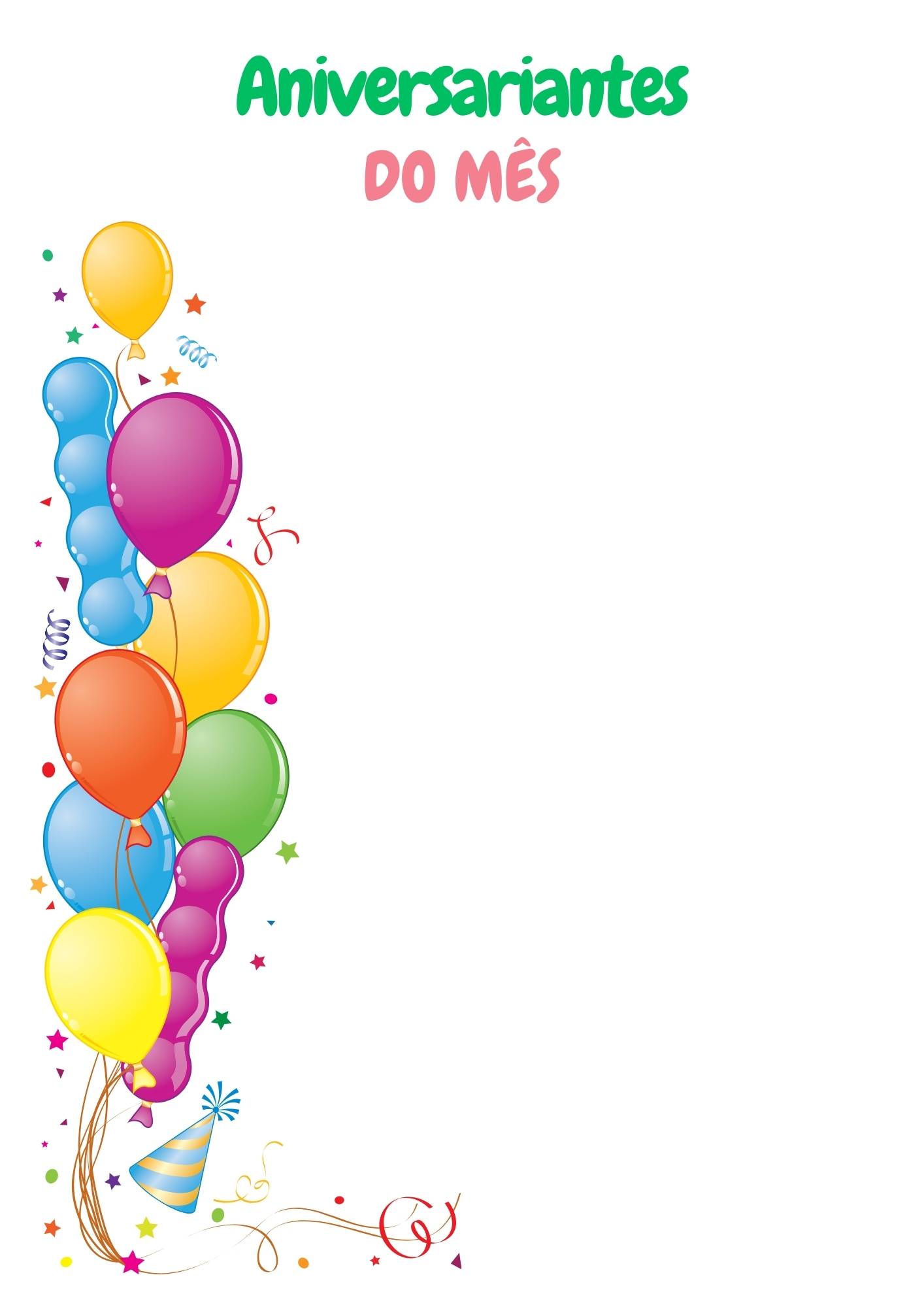 modelo de quadro aniversariantes do mes