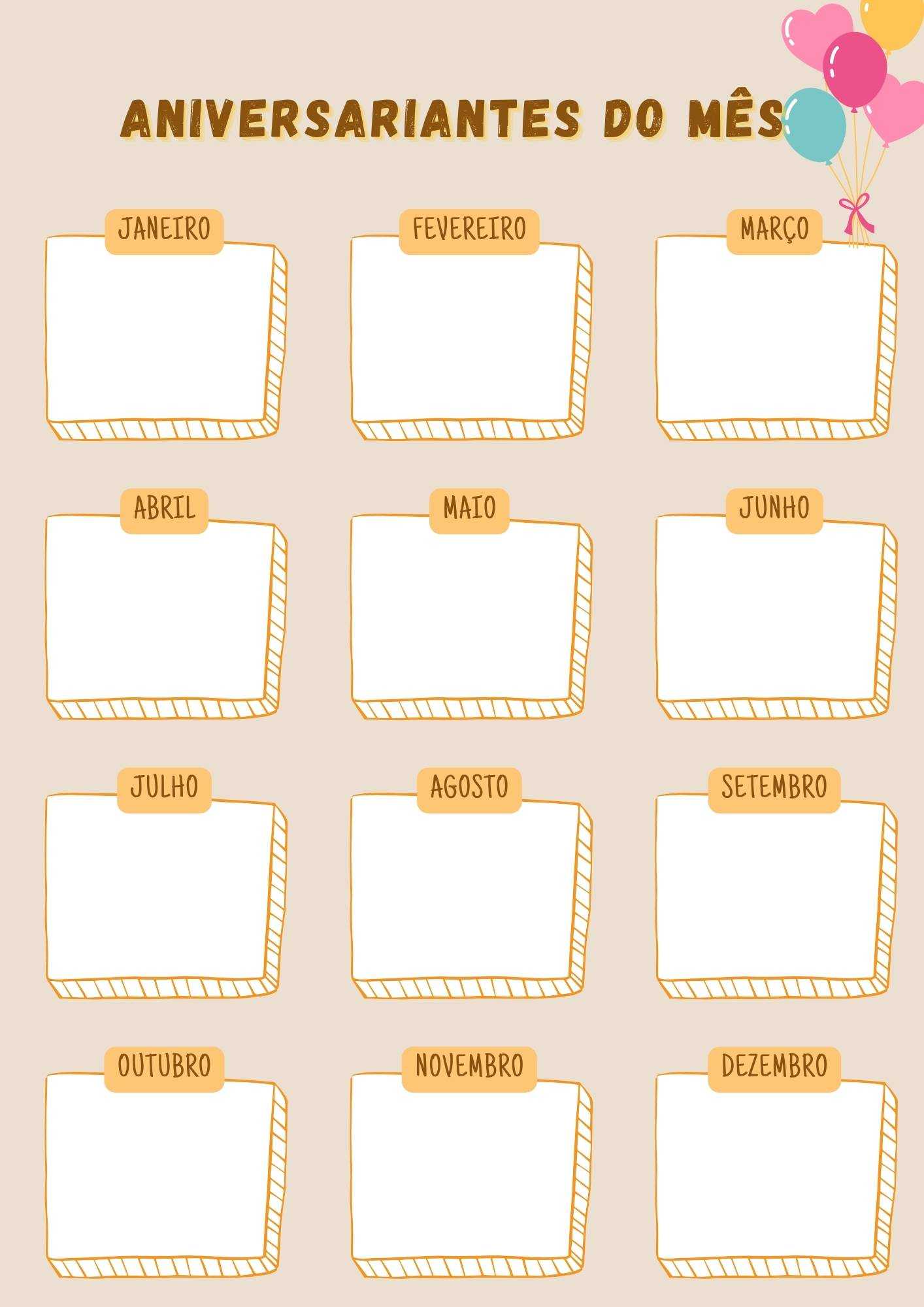 quadro aniversariantes do mes