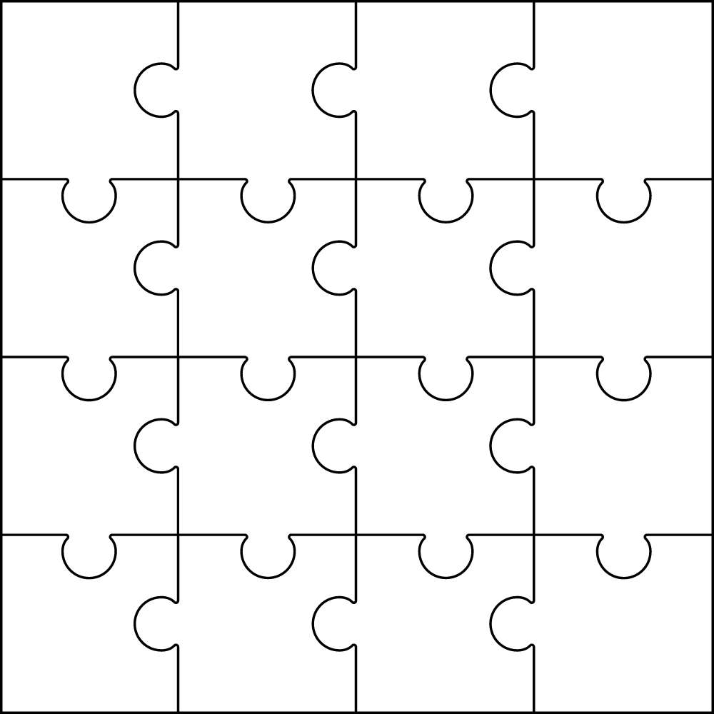 Molde para quebra cabeça para imprimir com 16 peças