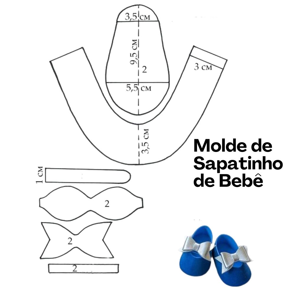 molde de sapatinho de bebe para imprimir fácil
