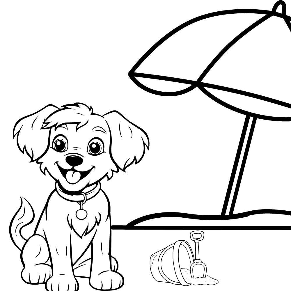 desenho de cachorro na praia