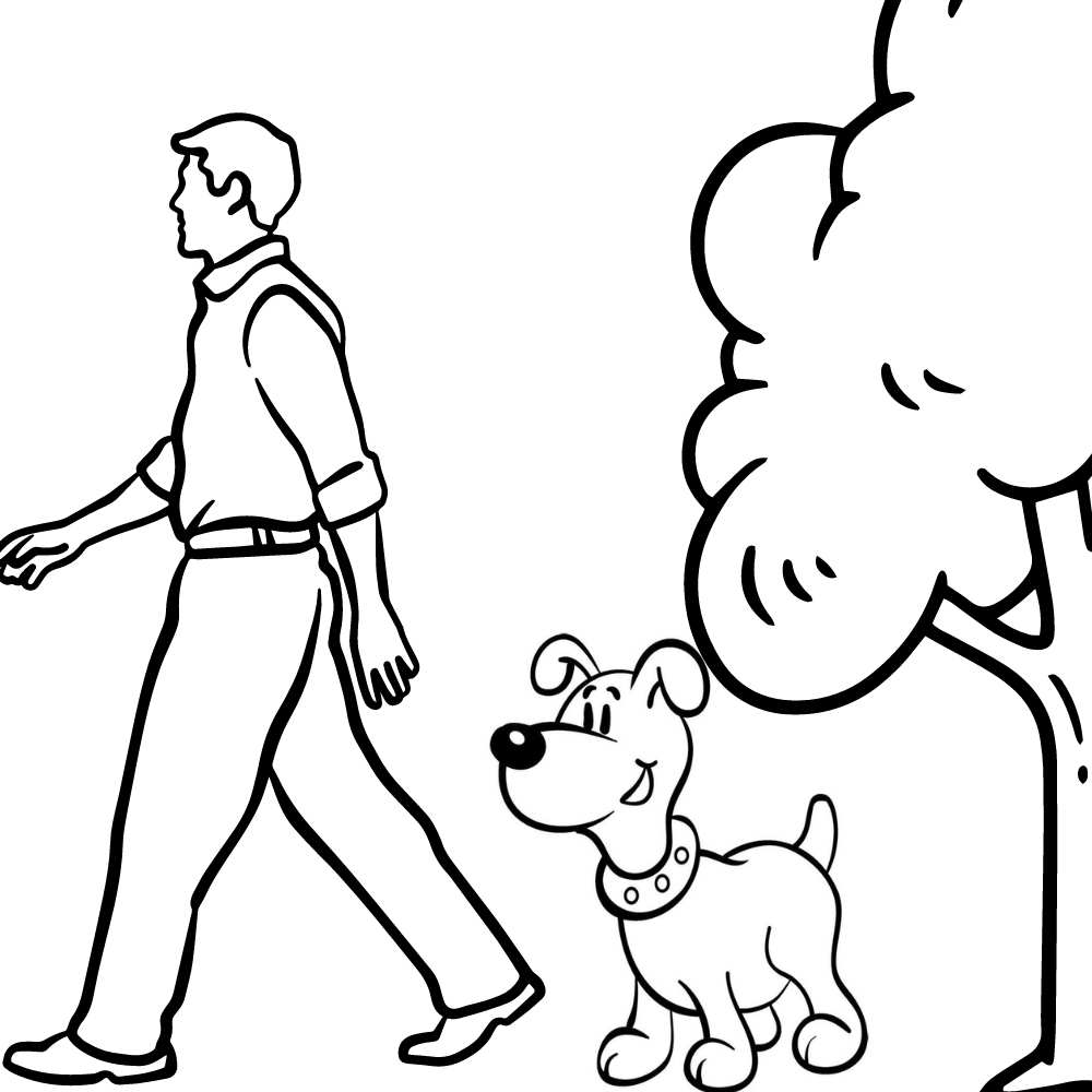 desenho de cachorro com o dono