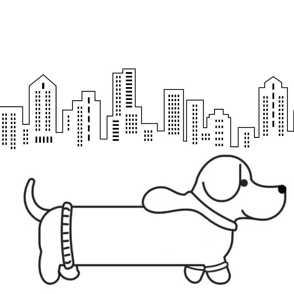 desenho de cachorro na cidade