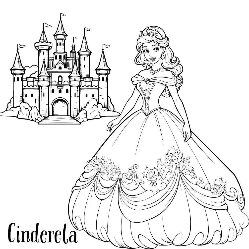 cinderela para colorir