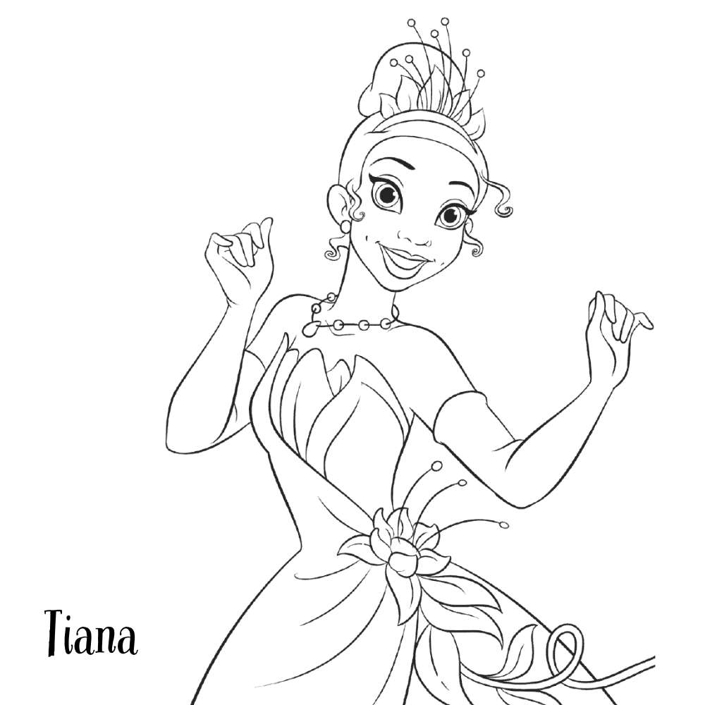 tiana para colorir
