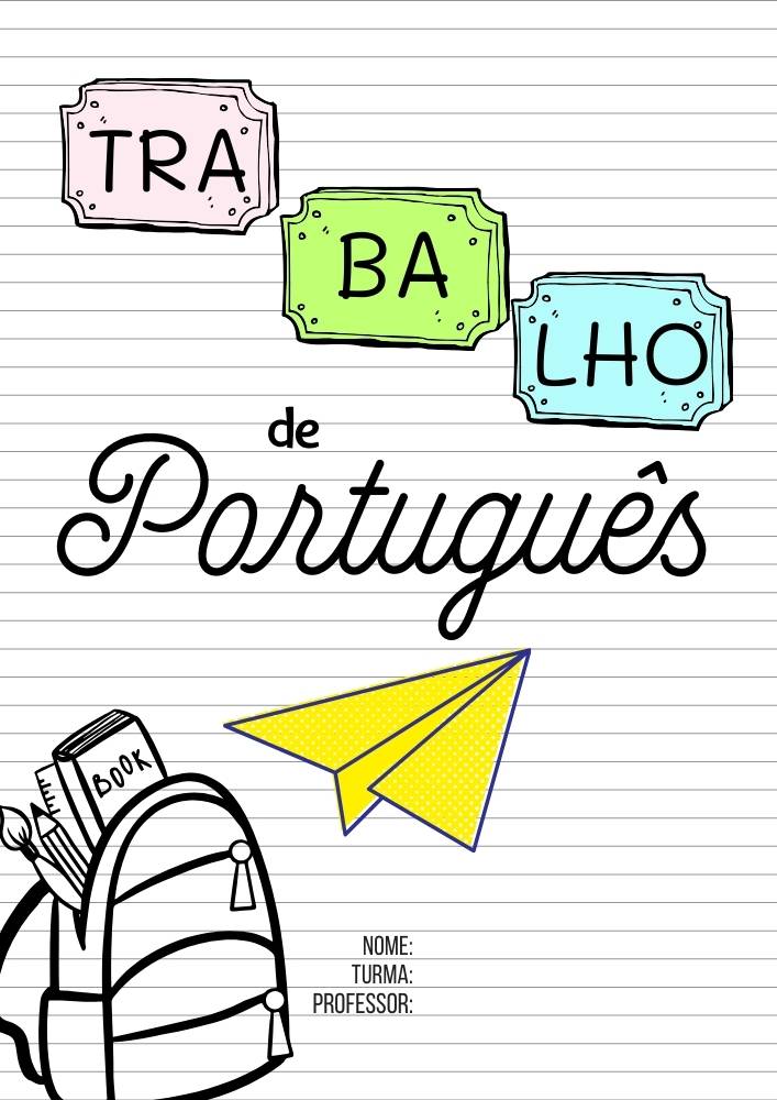 capa de trabalho de portugues para imprimir