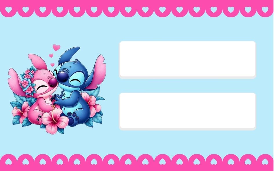 etiqueta escolar do stitch e angel para editar