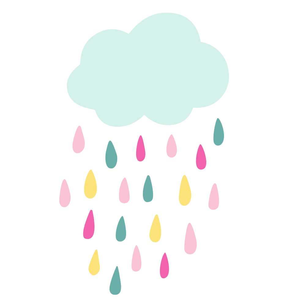 nuvem com gostas de chuva colorida