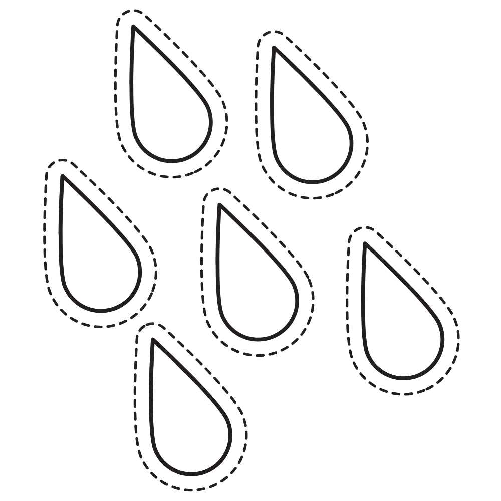 molde de gota de chuva para imprimir